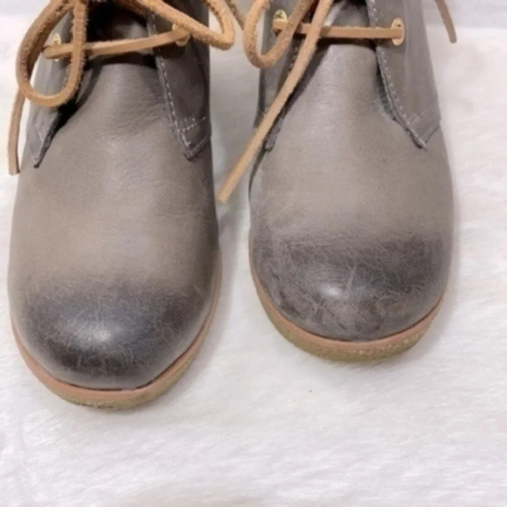 Sperry Women's Harlow Burnished Leather Wedge Bootie Size 7.5M Color GRAPHITE